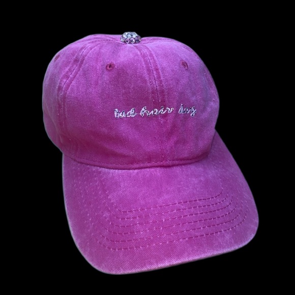 Bad Hair Day Luxe Crystal Dark Pink Dad Cap Baseball Hat New - Picture 1 of 3